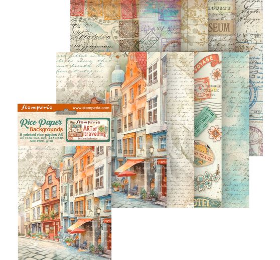 Soie de paille à motifs Backgrounds "Art of Travelling"