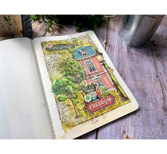 Soie de paille à motifs « Art of Travelling »