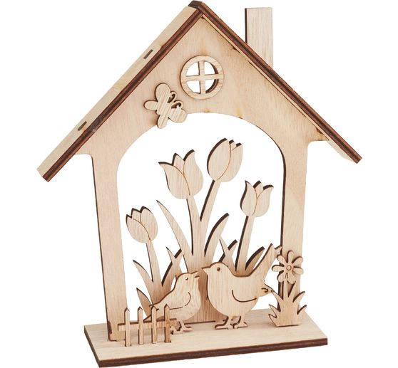 Décoration à emboîter en bois Maison VBS « Éveil du printemps »