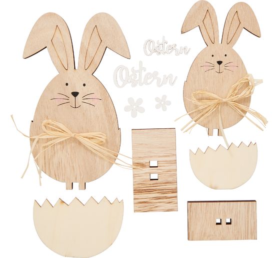 Décorations à emboîter en bois VBS « Easter bunnies »