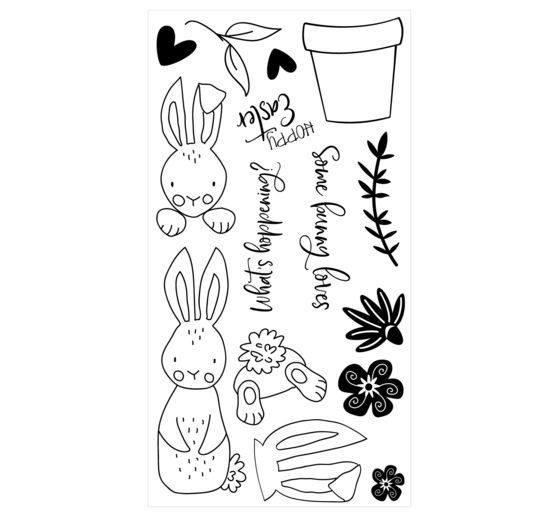 Sizzix Clear Stamps Set par Catherine Pooler "Bunny Bits & Blooms"