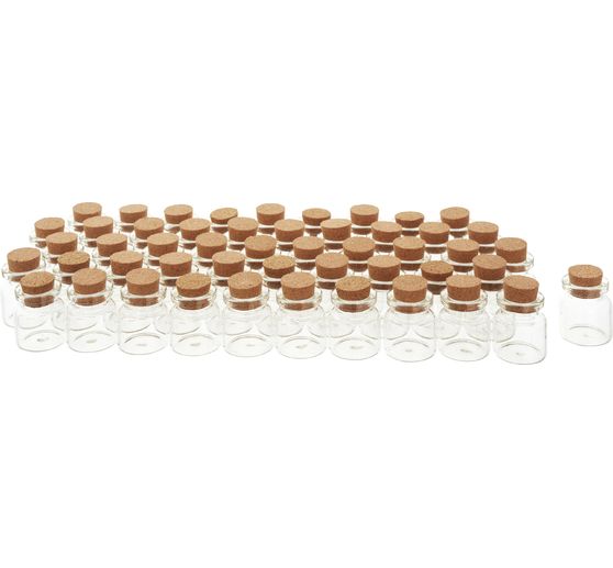Mini-fioles en verre à bouchon liège VBS XXL, 50 pc.
