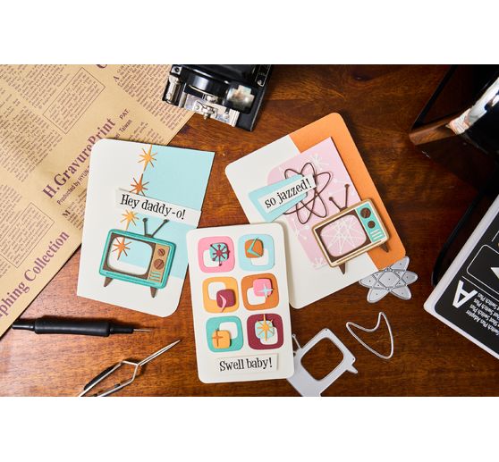 Sizzix Thinlits gabarit d'estampe "Vault Atomic Retro by Tim Holtz"