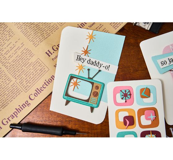 Sizzix Thinlits gabarit d'estampe "Vault Atomic Retro by Tim Holtz"