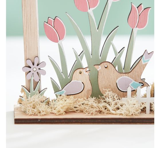 Décoration à emboîter en bois Maison VBS « Éveil du printemps »