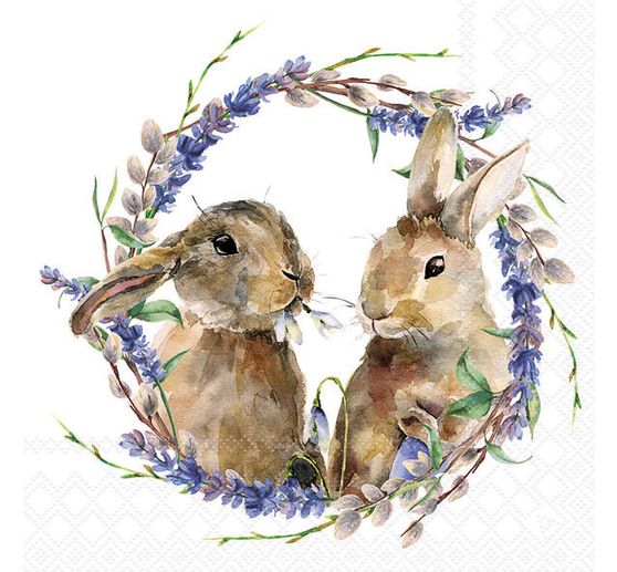 Serviette « Deux lapins dans une couronne »