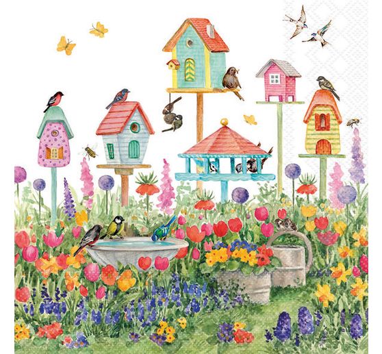 Serviette « Nichoirs dans le jardin »