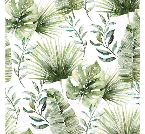 Serviette « Jungle Leaves, white »