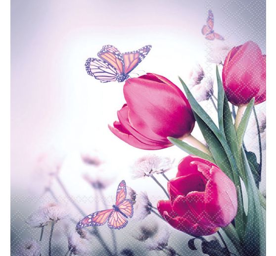 Serviette « Papillons & tulipes »