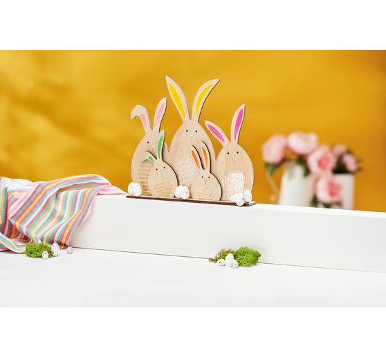 Décoration à emboîter en bois VBS « Famille de lapins »