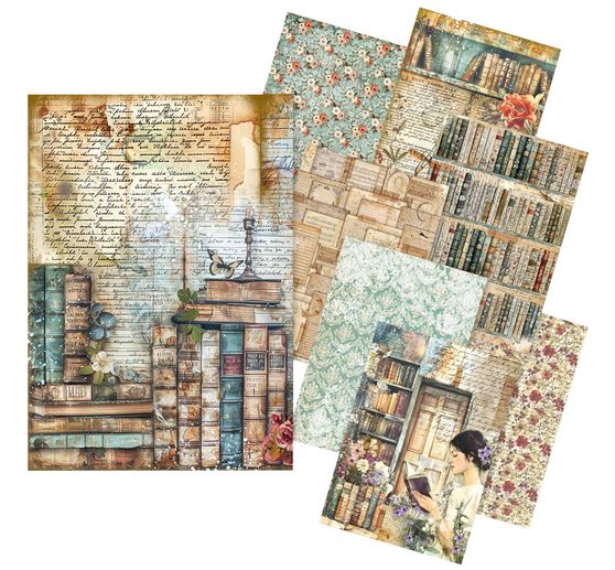 Assortiment de soies de paille à motifs « Book lovers »