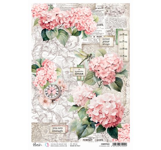 Soie de paille à motifs « Hortensias »