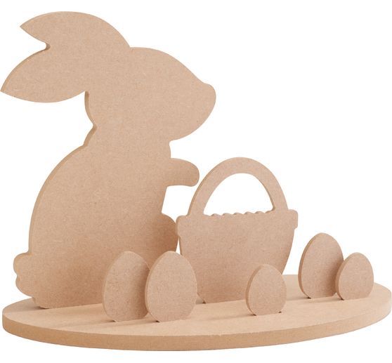 Décoration à emboîter en bois « Lapin dans un nid de Pâques »