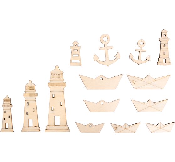 Pièces à disperser en bois « Phare & Co »