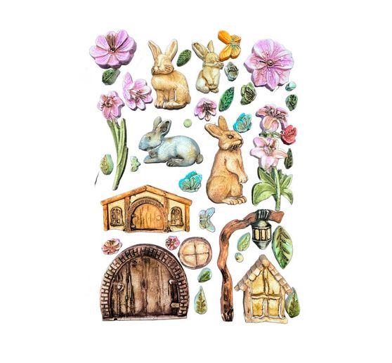 Moule en silicone « Rabbit & Flowers »