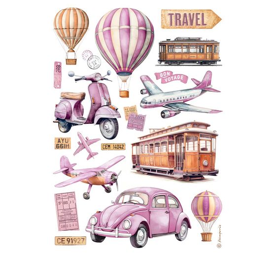 Soie de paille à motifs « Travel »
