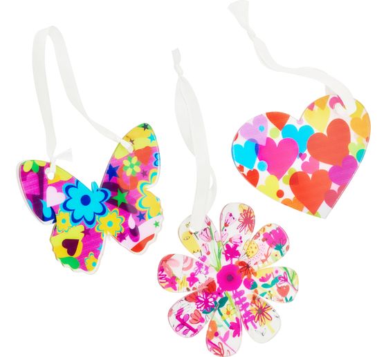 Breloque acrylique "Printemps" avec ruban, set de 3 pièces