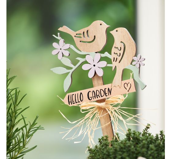 Pique déco en bois VBS « Oiseaux », 4 parties