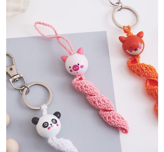 Perles en bois avec visage peint « Cute Animals »