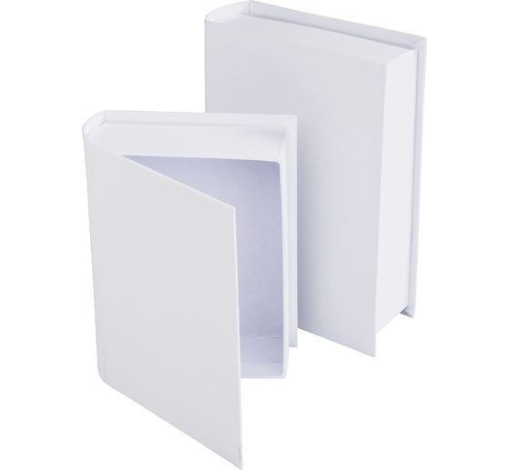 Boîtes VBS « Livre », set de 2, carton, Blanc