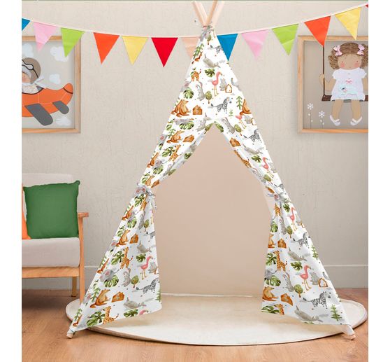 Tissu imprimé aspect lin au mètre « Junior »