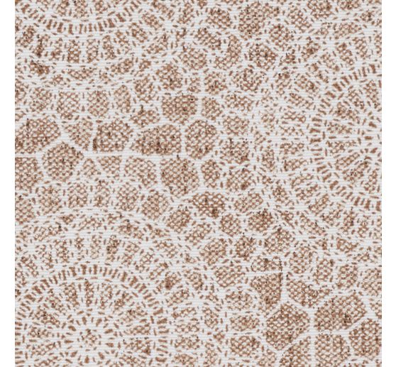 Tissu imprimé aspect lin au mètre « Cercles mandala dentelle »