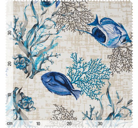 Motif fabric linen look "Azzurro"