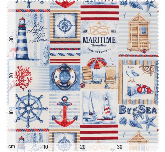 Tissu imprimé aspect lin au mètre « By the Sea »