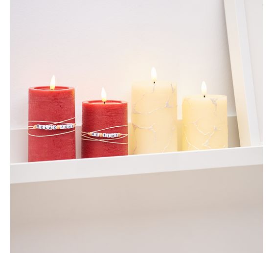 Bougie LED en cire véritable « 12,5 x 7,5 cm », avec minuterie