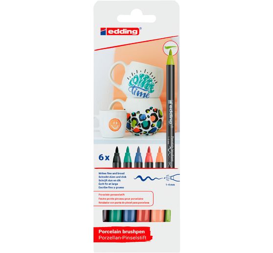 edding 4200 Porcelain brushpen "Vivid", set de 6 pièces
