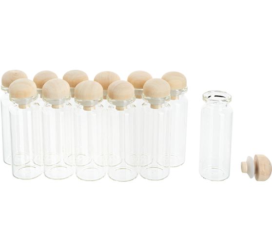Fioles en verre à bouchon liège VBS, 12 pc.