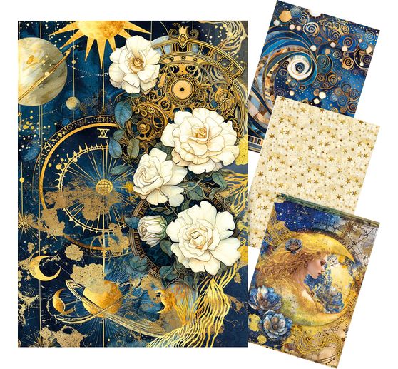 Assortiment de soie de paille à motifs "Celestial", 4 pièces