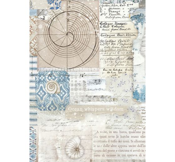 Motif straw silk backgrounds "Silent Sea", DIN A6, set of 8