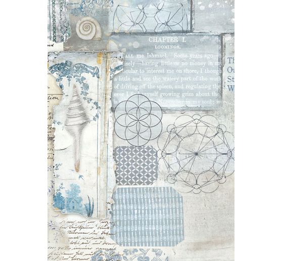 Motif straw silk backgrounds "Silent Sea", DIN A6, set of 8