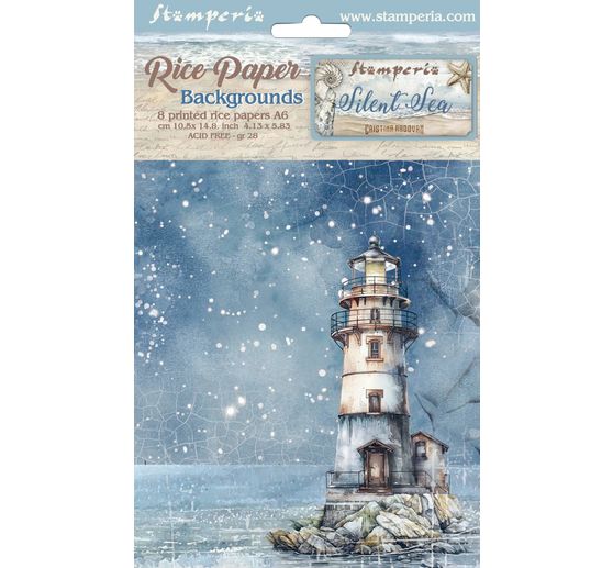 Motif straw silk backgrounds "Silent Sea", DIN A6, set of 8