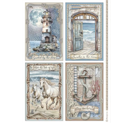 Motif straw silk "Silent Sea - Cards"