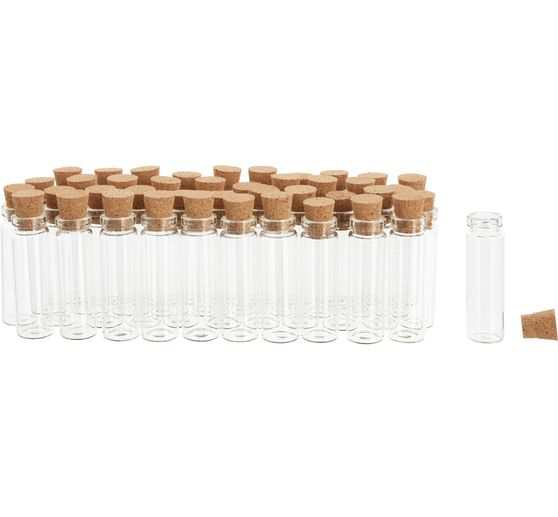 Mini-fioles en verre à bouchon liège VBS, 42 pc.