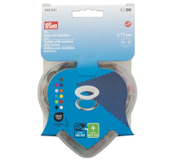 Prym Œillets avec rondelles Coloré, Ø 11 mm, en boîte coeur
