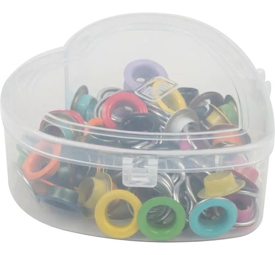 Prym Œillets avec rondelles Coloré, Ø 11 mm, en boîte coeur