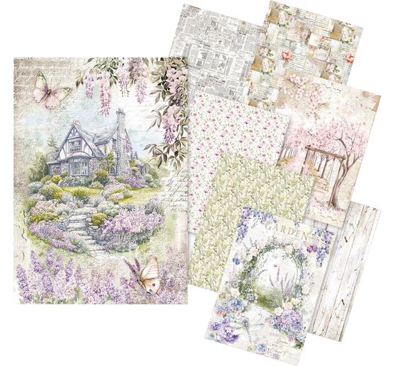 Assortiment de soie de paille à motifs "Secret Garden", set de 8 pièces