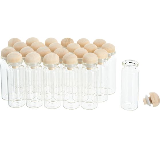 Fioles en verre à bouchon liège VBS, 24 pc.