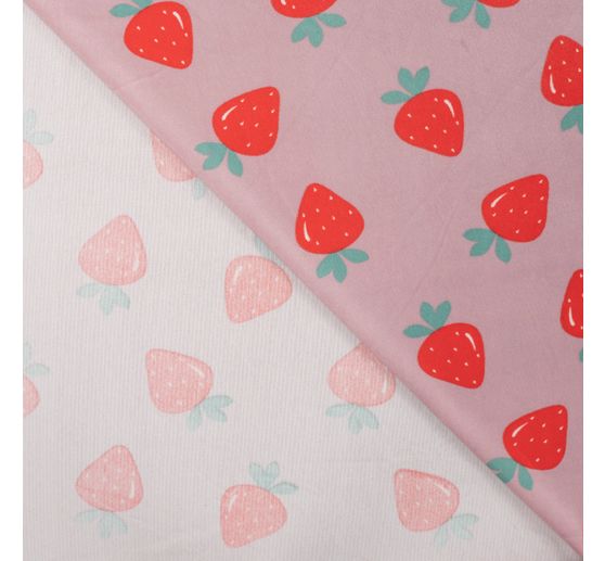 Tissu jersey polyester chilly print « Fraises »