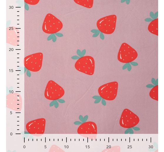 Tissu jersey polyester chilly print « Fraises »
