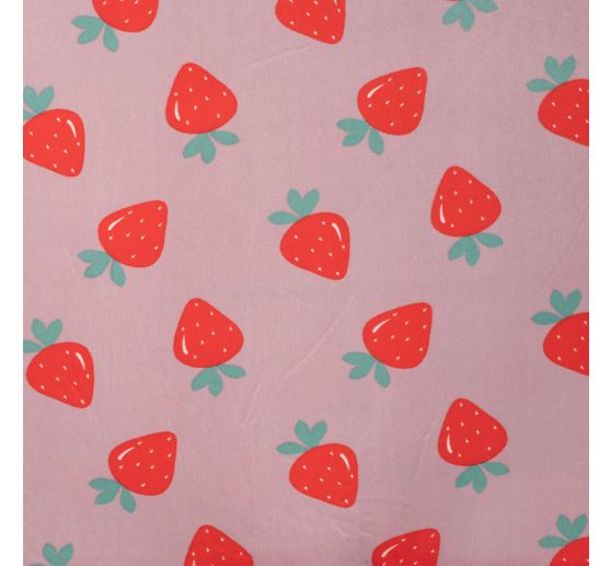 Tissu jersey polyester chilly print « Fraises »