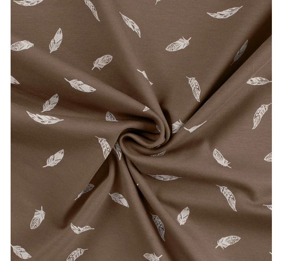 Tissu jersey au mètre « Plumes Taupe »