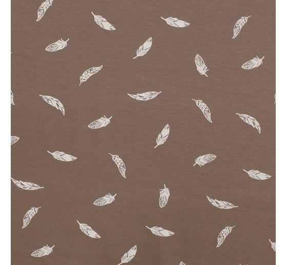 Tissu jersey au mètre « Plumes Taupe »