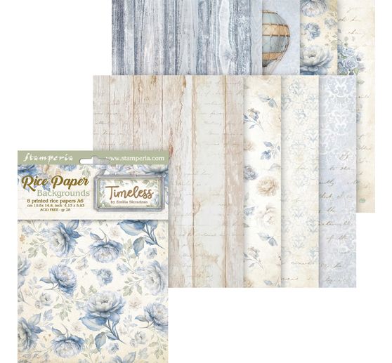 Soie de paille à motifs Backgrounds "Timeless", DIN A6, set de 8 pièces