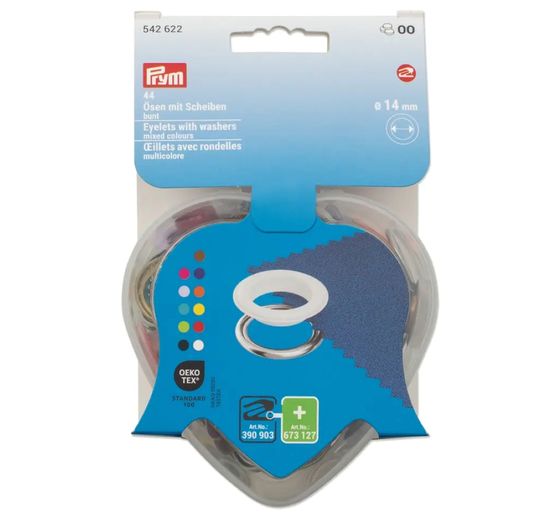Prym Œillets avec rondelles Coloré, Ø 14 mm, en boîte coeur