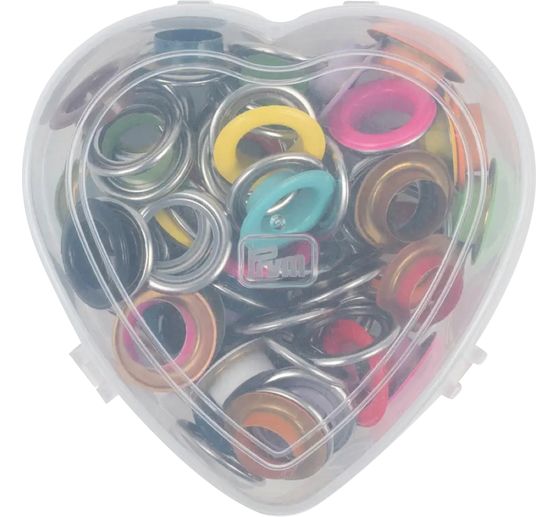 Prym Œillets avec rondelles Coloré, Ø 14 mm, en boîte coeur