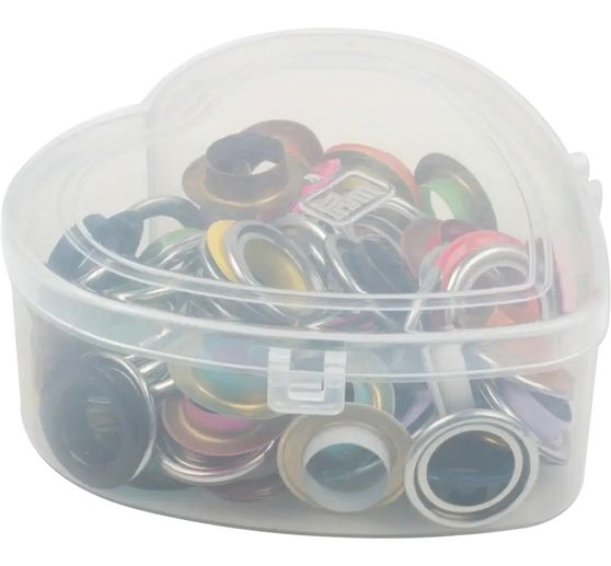 Prym Œillets avec rondelles Coloré, Ø 14 mm, en boîte coeur